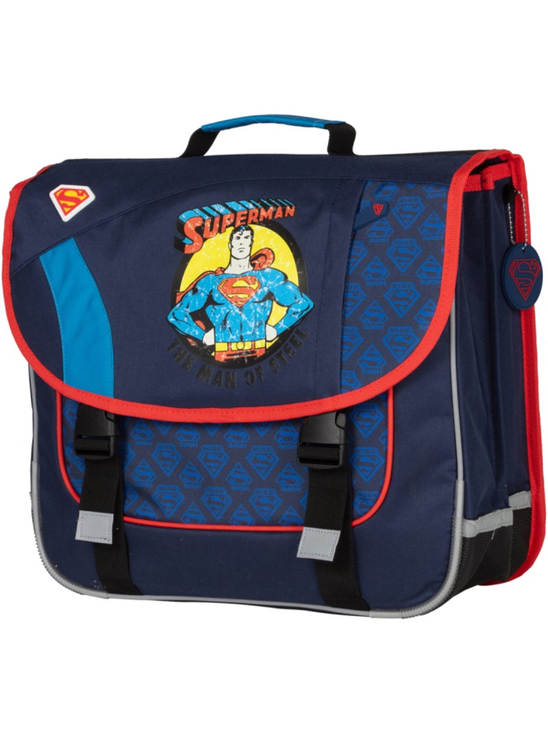 Cartable scolaire garçon 38 cm 2 compartiments SUPERMAN bleu rouge Bleu marine - Kiabi