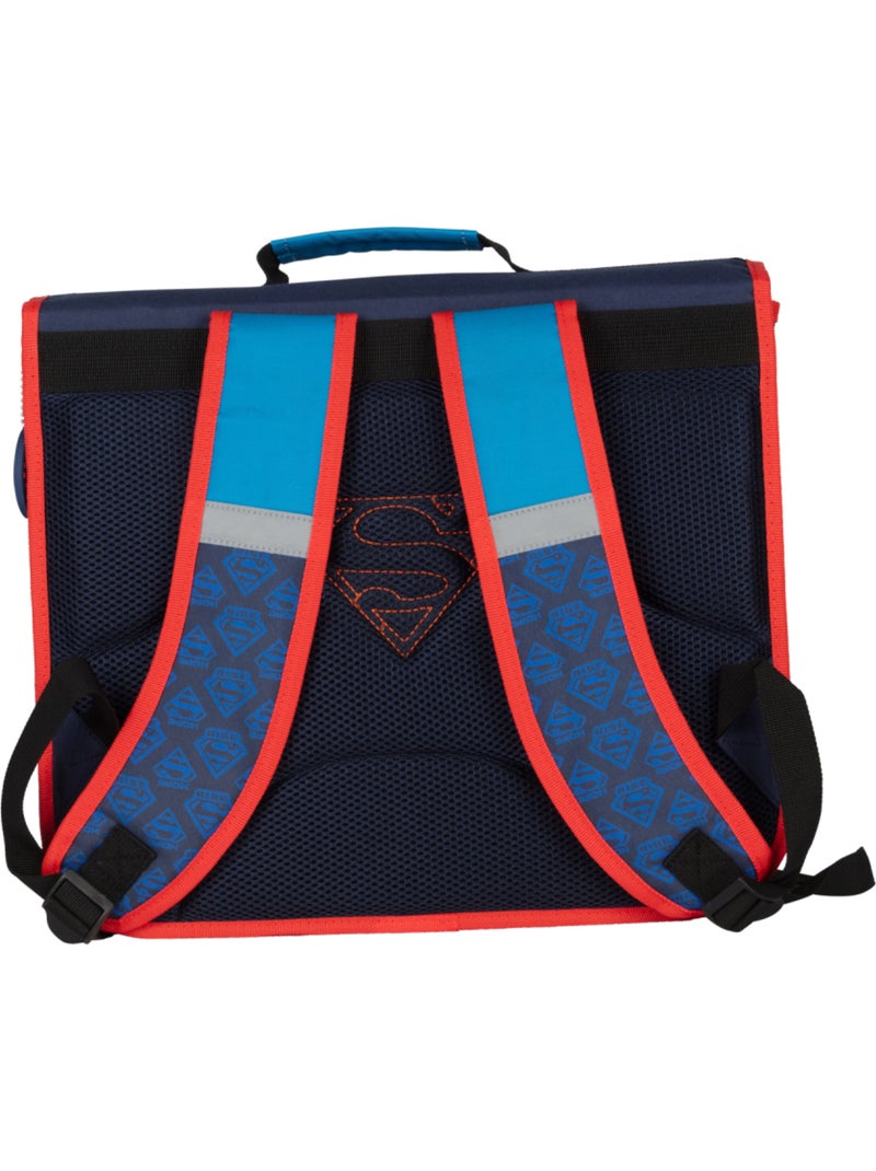 Cartable scolaire garçon 38 cm 2 compartiments SUPERMAN bleu rouge Bleu marine - Kiabi