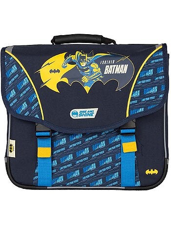 Cartable scolaire garçon Batman 38 cm bleu et jaune 2 compartiments