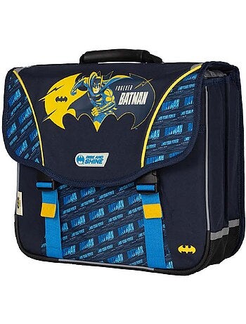 Cartable scolaire garçon Batman 38 cm bleu et jaune 2 compartiments