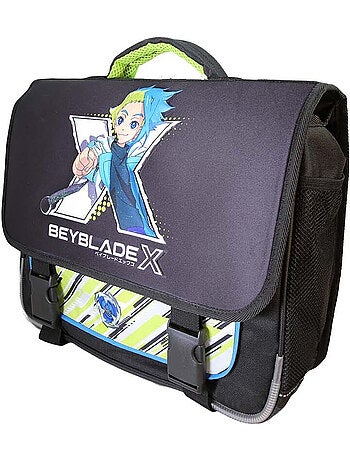 Cartable scolaire garçon Beyblade X 38 cm noir et vert 2 compartiments