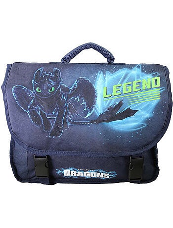 Cartable scolaire garçon Dragons 38 cm bleu 2 compartiments