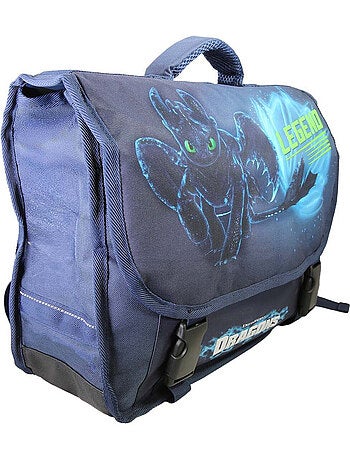 Cartable scolaire garçon Dragons 38 cm bleu 2 compartiments
