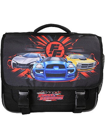 Cartable scolaire garçon Fast & Furious 38 cm noir 2 compartiments
