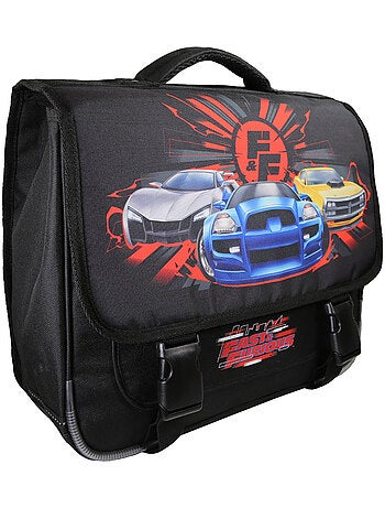 Cartable scolaire garçon Fast & Furious 38 cm noir 2 compartiments