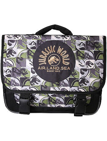 Cartable scolaire garçon Jurassic World 38 cm vert et gris 2 compartiments