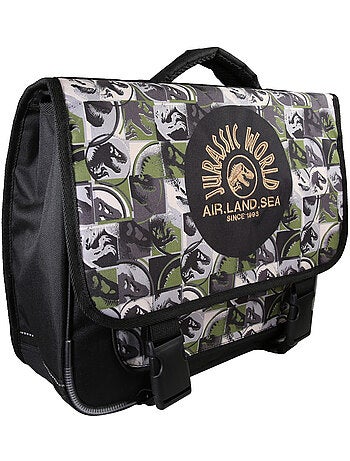 Cartable scolaire garçon Jurassic World 38 cm vert et gris 2 compartiments