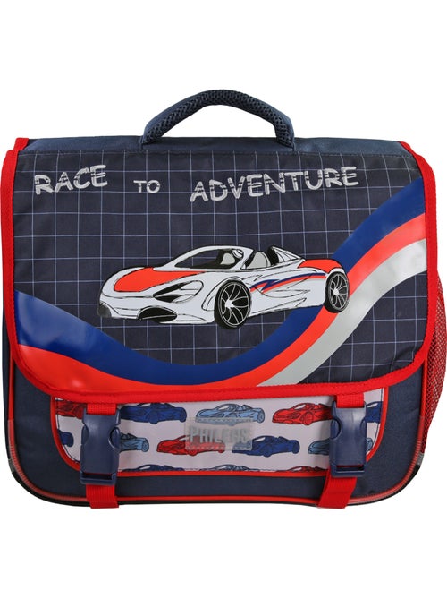 Cartable scolaire garçon Phileas Voiture 38 cm – 2 compartiments – Bleu et rouge - Kiabi