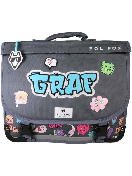 Cartable scolaire garçon POL FOX STREET ART 38 cm réversible 2 compartiments gris motifs graffiti - Kiabi Cartable scolaire garçon POL FOX STREET ART 38 cm réversible 2 compartiments gris motifs graffiti - Kiabi