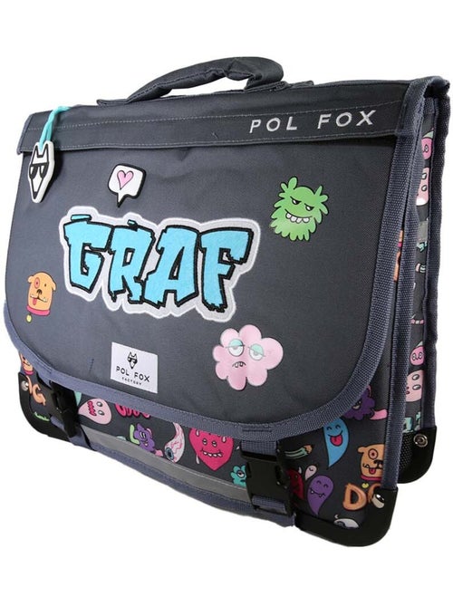 Cartable scolaire garçon POL FOX STREET ART 38 cm réversible 2 compartiments gris motifs graffiti - Kiabi Cartable scolaire garçon POL FOX STREET ART 38 cm réversible 2 compartiments gris motifs graffiti - Kiabi
