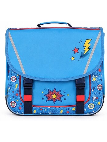 Cartable scolaire garçon Superman 38 cm bleu et rouge 2 compartiments