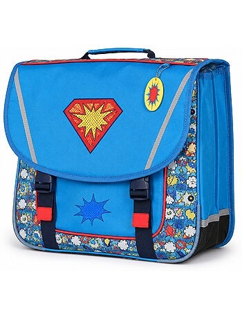 Cartable scolaire garçon Superman 38 cm bleu et rouge 2 compartiments