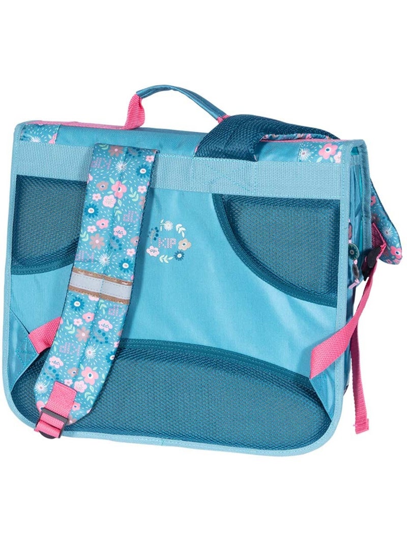 Cartable scolaire KIP 38 cm bandes réfléchissantes poches zippées Bleu clair - Kiabi