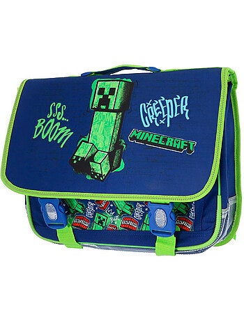 Cartable scolaire Minecraft Creeper boom polyester