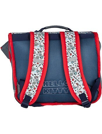 Cartable scolaire primaire 38 cm 2 compartiments HELLO KITTY Kiss Kiss gris rouge