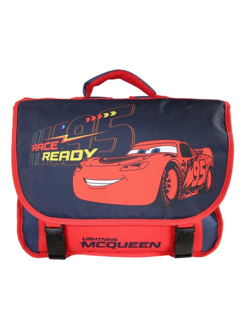 Cartable Scolaire Primaire 38cm Cars Rouge et Bleu Marine  2 Compartiments - Bagtrotter - Kiabi
