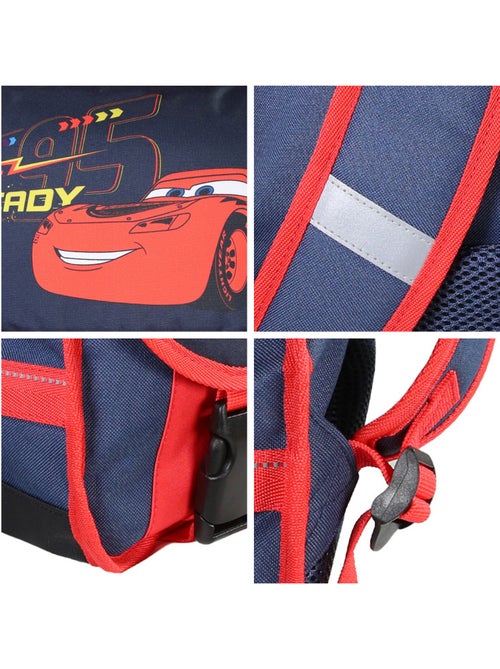 Cartable Scolaire Primaire 38cm Cars Rouge et Bleu Marine  2 Compartiments - Bagtrotter - Kiabi
