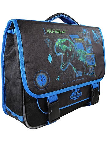 Cartable Scolaire Primaire 38cm Jurassic World Noir et Bleu 2 Compartiments Bagtrotter