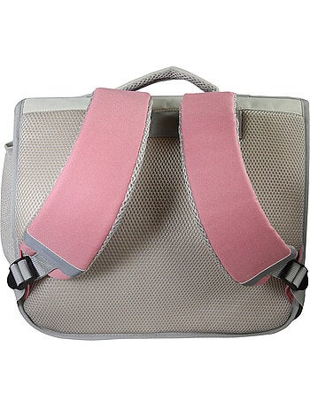 Cartable Scolaire Primaire 38cm Lili Lou gris et rose 2 Compartiments - Bagtrotter