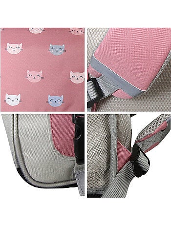 Cartable Scolaire Primaire 38cm Lili Lou gris et rose 2 Compartiments - Bagtrotter