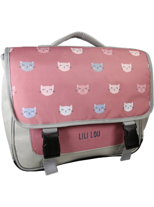 Cartable Scolaire Primaire 38cm Lili Lou gris et rose  2 Compartiments - Bagtrotter - Kiabi