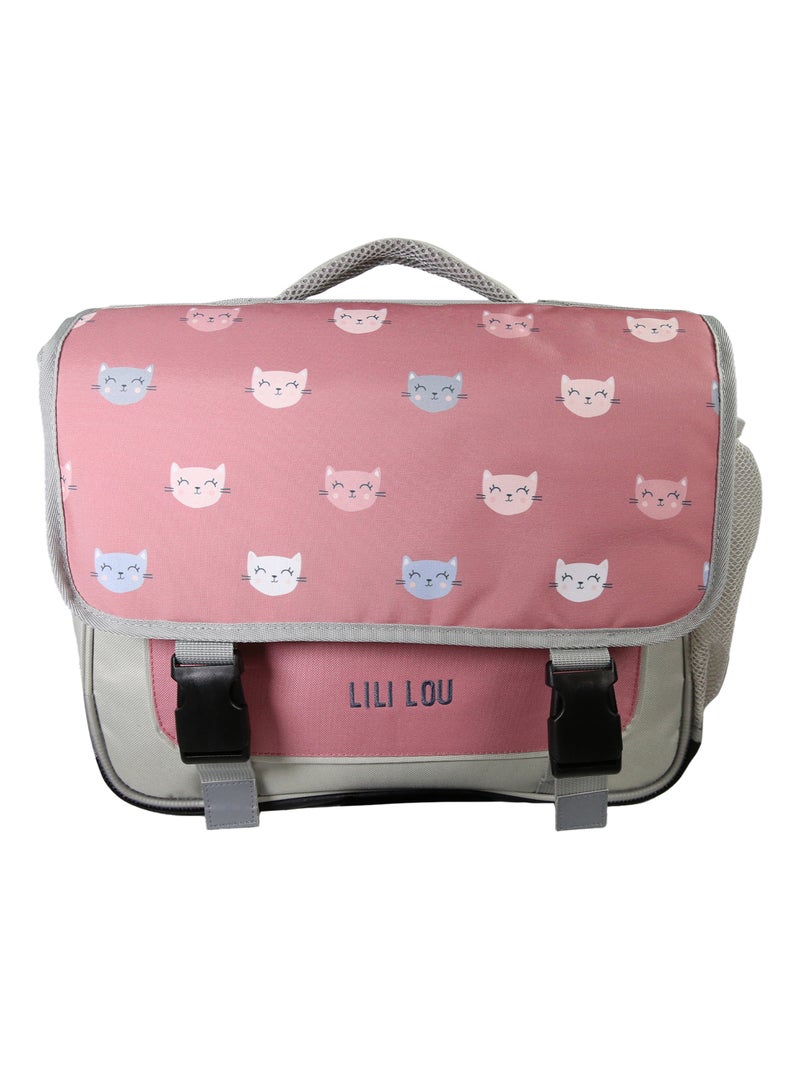 Cartable Scolaire Primaire 38cm Lili Lou gris et rose  2 Compartiments - Bagtrotter Gris Rose - Kiabi