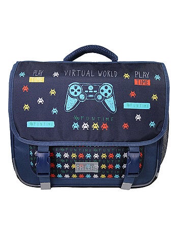 Cartable Scolaire Primaire 38cm Phileas - Jeux Vidéos Bleu Marine 2 Compartiments - Bagtrotter