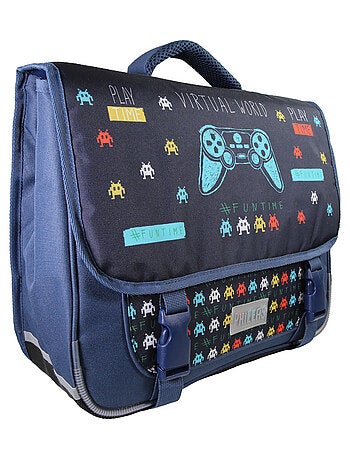 Cartable Scolaire Primaire 38cm Phileas - Jeux Vidéos Bleu Marine 2 Compartiments - Bagtrotter
