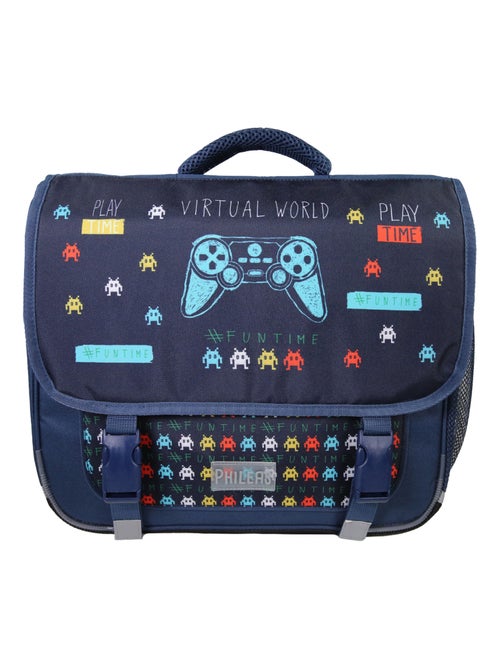 Cartable Scolaire Primaire 38cm Phileas - Jeux Vidéos Bleu Marine  2 Compartiments - Bagtrotter - Kiabi