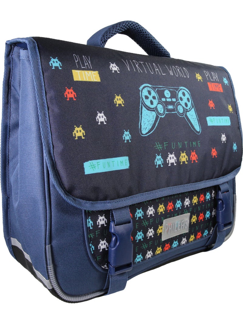 Cartable Scolaire Primaire 38cm Phileas - Jeux Vidéos Bleu Marine  2 Compartiments - Bagtrotter Bleu marine - Kiabi