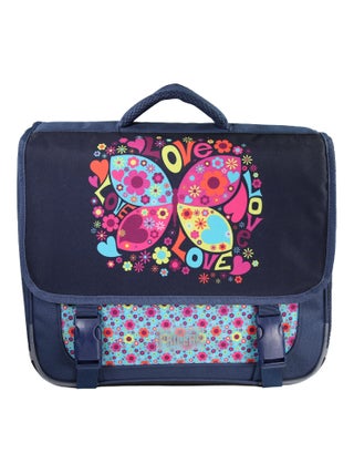 Cartable Scolaire Primaire 38cm Phileas - Papillon Bleu Marine  2 Compartiments - Bagtrotter