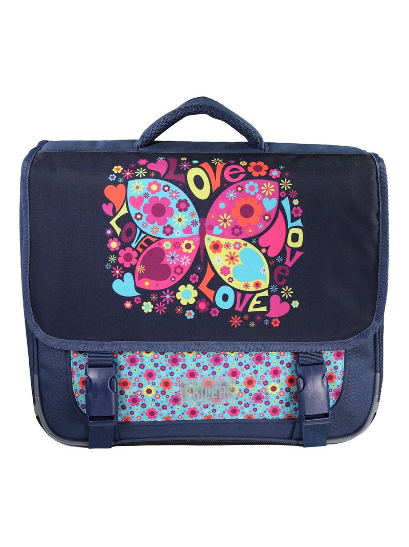 Cartable Scolaire Primaire 38cm Phileas - Papillon Bleu Marine  2 Compartiments - Bagtrotter Bleu marine - Kiabi