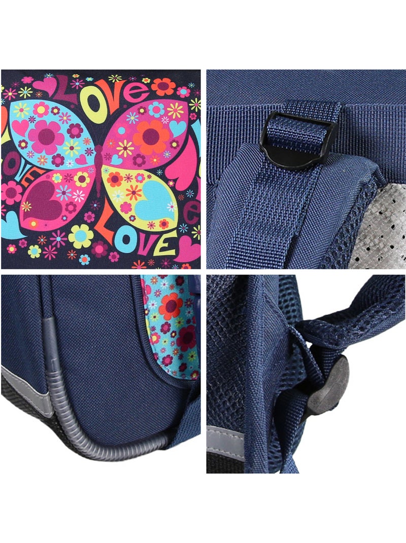 Cartable Scolaire Primaire 38cm Phileas - Papillon Bleu Marine  2 Compartiments - Bagtrotter Bleu marine - Kiabi