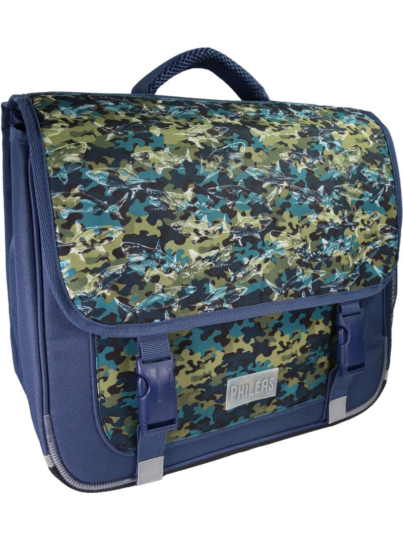 Cartable Scolaire Primaire 38cm Phileas - Requins Bleu Marine  2 Compartiments - Bagtrotter Bleu marine - Kiabi