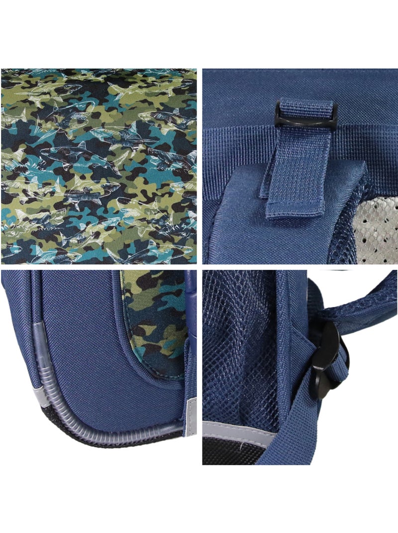Cartable Scolaire Primaire 38cm Phileas - Requins Bleu Marine  2 Compartiments - Bagtrotter Bleu marine - Kiabi