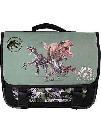 Cartable scolaire réversible garçon Jurassic World 38 cm vert 2 compartiments
