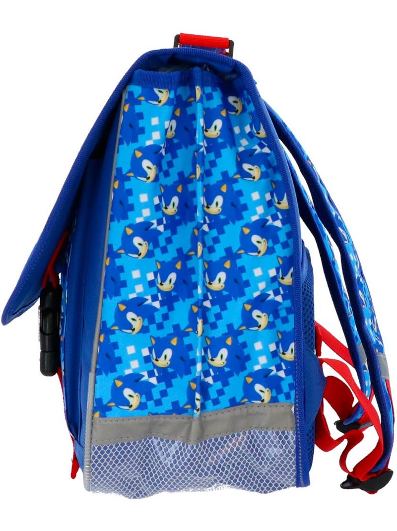 Cartable Sonic Flash 41 cm en polyester robuste bandes réfléchissantes Bleu - Kiabi