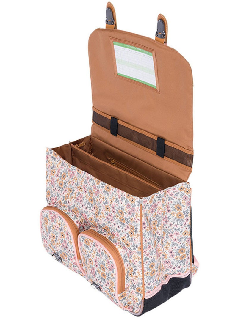 Cartable Tann’s Héloïse 41 cm Secret Garden à 2 compartiments réfléchissants Multicolore - Kiabi