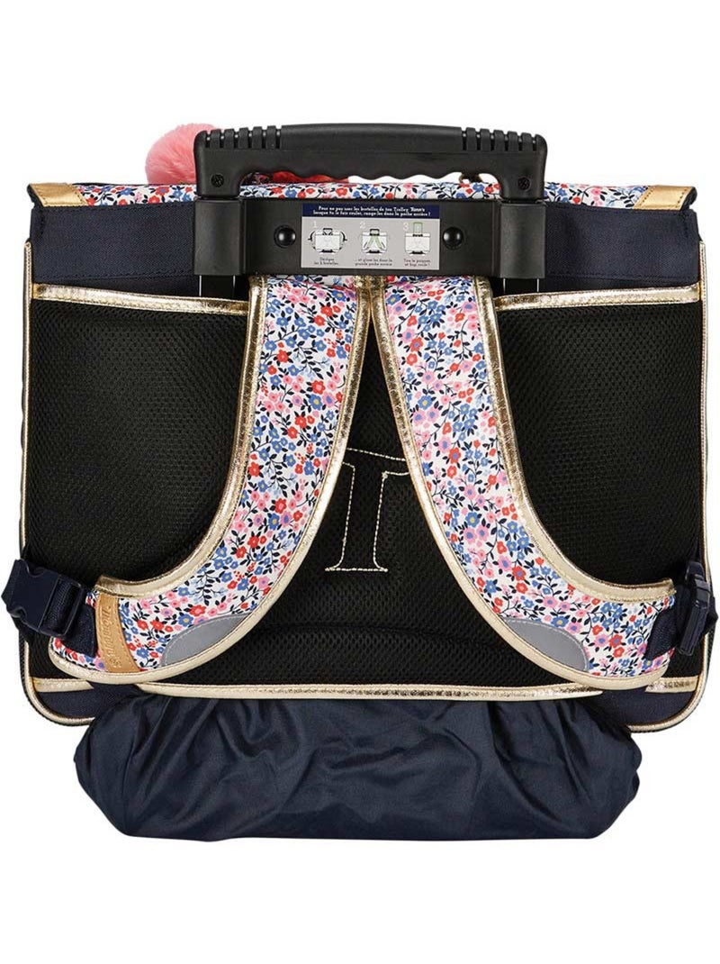 Cartable trolley polyester recyclé imprimé fleuri Tann's Antonia 38 CM Bleu marine - Kiabi