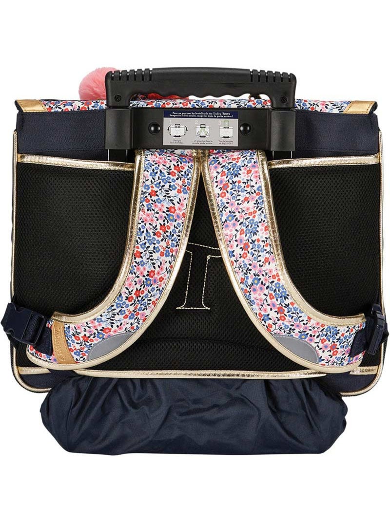 Cartable trolley polyester recyclé imprimé fleuri Tann's Antonia 38 CM Bleu marine - Kiabi