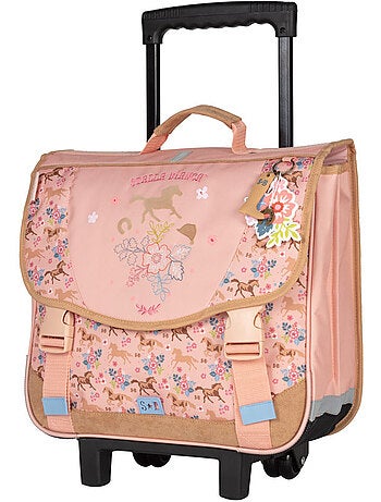 Cartable trolley scolaire Galop imprimé chevaux Stalla Bianca 38 CM