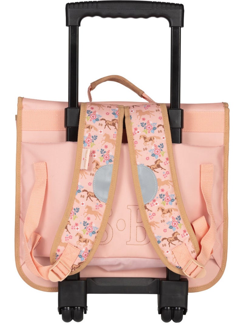 Cartable trolley scolaire Galop imprimé chevaux Stalla Bianca 38 CM Rose pâle - Kiabi