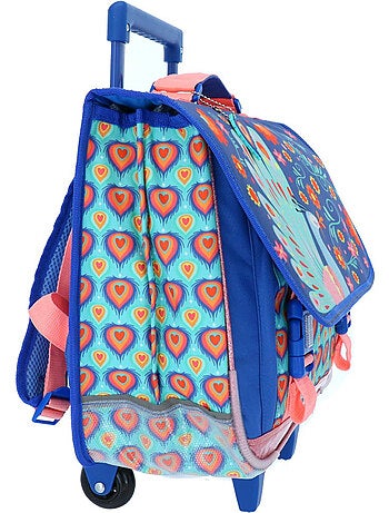 Cartable Trolley Scolaire motif Paon avec 2 compartiments 41 CM