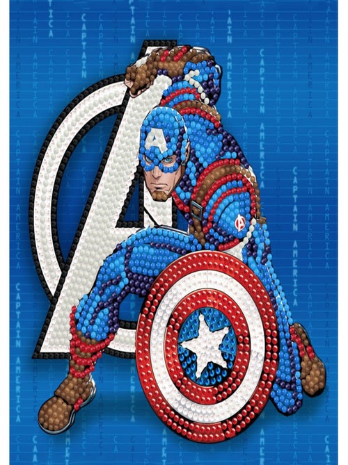 Carte à diamanter - Captain America Marvel 18x18cm - Crystal Art - Kiabi