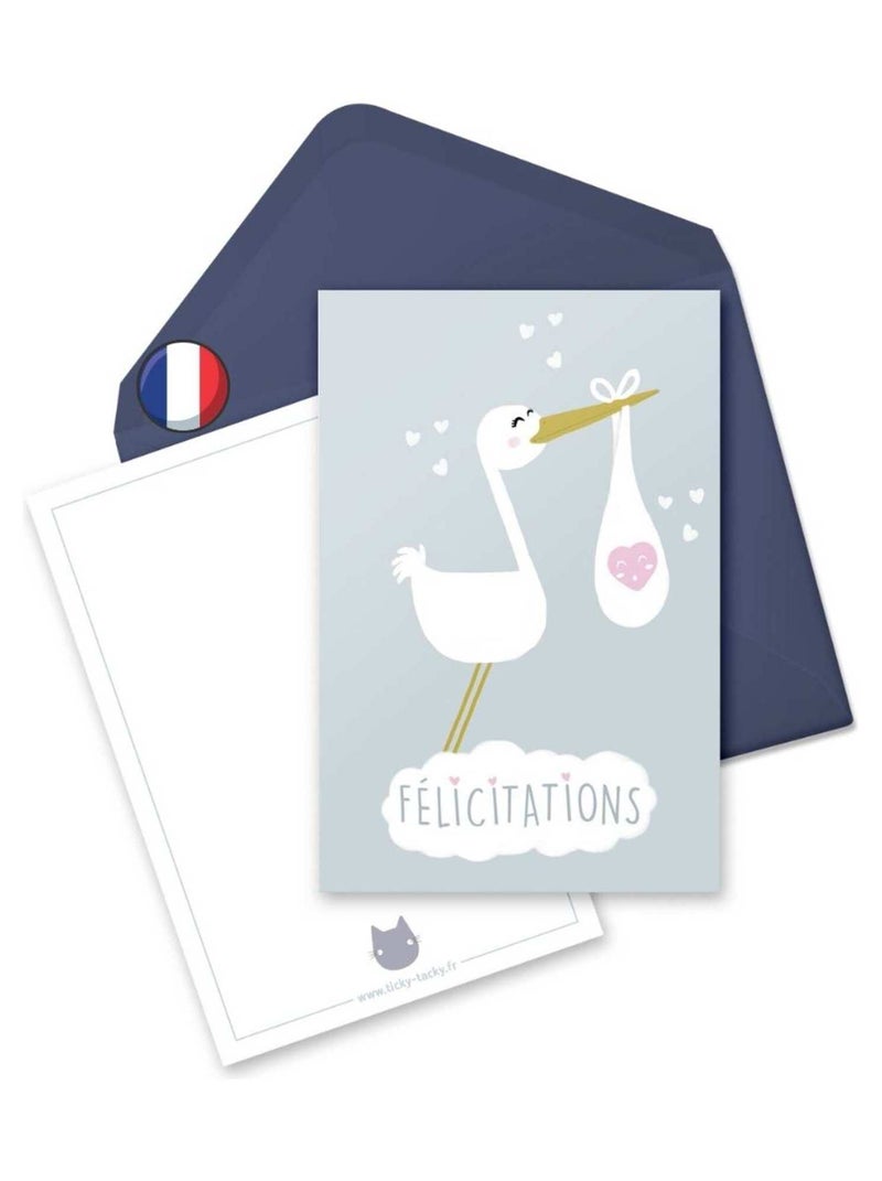 Carte De Félicitation Naissance Ou Grossesse 'cigogne' | Fabrication Française N/A - Kiabi