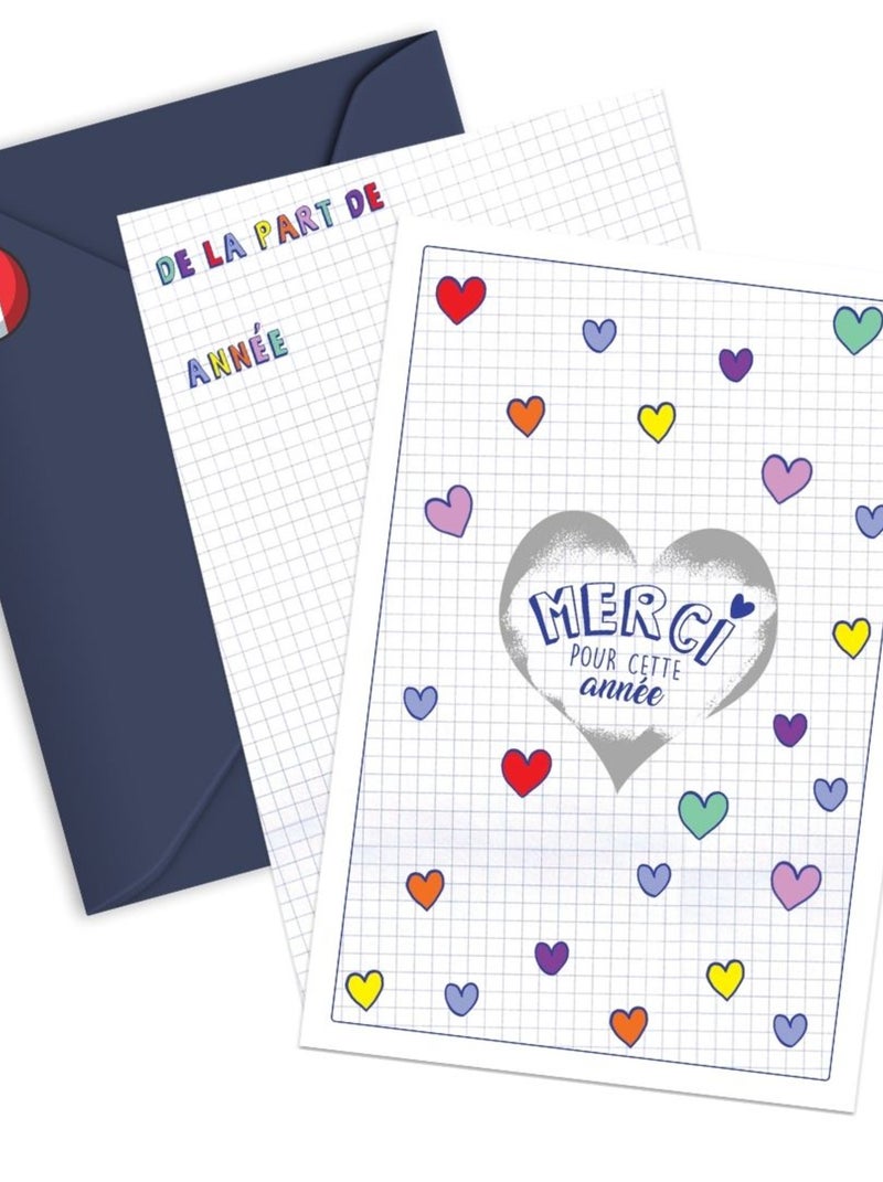 Carte fin d'année scolaire + enveloppe | Carte à gratter Merci pour cette année | Version cœurs N/A - Kiabi