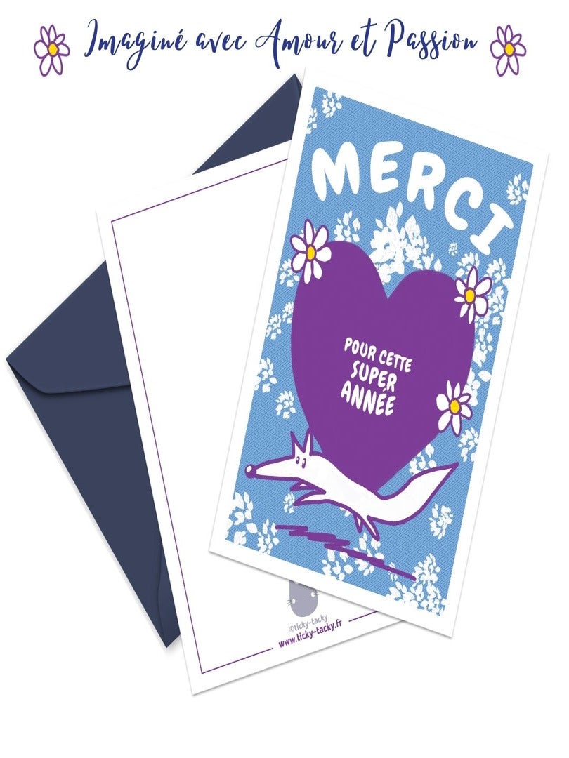 Carte merci fin d'année scolaire + enveloppe | Carte à gratter Merci | Version fleurs N/A - Kiabi