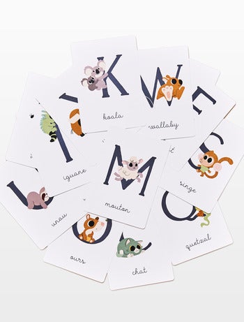 Cartes d'apprentissage 'L'alphabet avec les animaux' - Kiabi