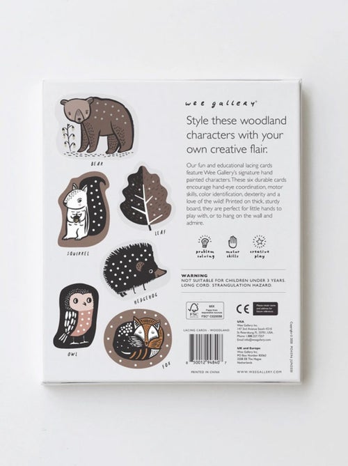 Cartes de laçage - Animaux des bois - Kiabi