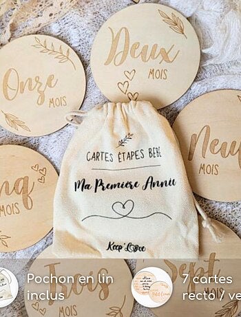 Cartes Étapes Bébé en Bois - Première Année Mois par Mois